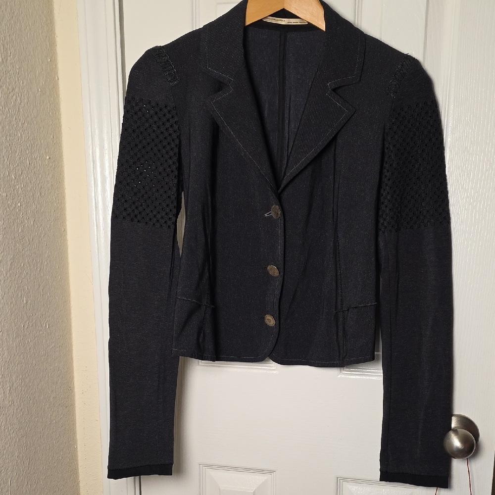Marithe Francois Girbaud Black Gray Textured Blazer